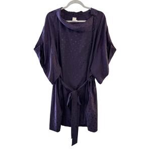 Malia Mills Blue Polka Dot Belted Women’s Wool Cupro Tunic Dress Size 6 USA Made